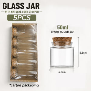 5PCS Glass Jar With Natural Cork Stopper 60ml/50ml Aromatherapy candle glass bottle Small Glass Bottles with Corks for Art Crafts Storage Party Decoration Wedding Favors