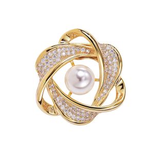RUCHO Gift Elegant Rhinestone Pearl Fashion Jewelry Crystal Scarf Ring Shawl Clip Korean Style Brooch Pins Women Scarf Buckle