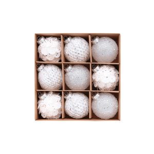 ZHAOCAIMAO 9PCS Bọt Đồ trang trí quả cầu Giáng sinh 8CM Kim tuyến Quả Cầu Trang Trí Cây Thông Noel Sang trọng Nhẹ Bộ Dây Chuyền Hình Quả Cầu Giáng Sinh Năm Mới