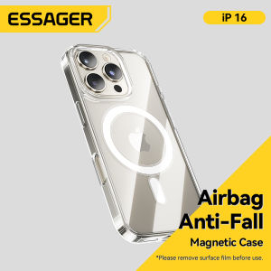 Essager Magnetic Transparent iPhone 16 Case Full Coverage PC Back Soft TPU Anti-Yellowing Screen Camera Protection