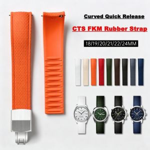 CTS FKM Rubber Strap 18/19/20/21/22/24mm Curved End Fluororubber Quick Release for Cut To Size Watch Band Universal Bracelet2026