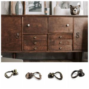 JITEN ของจีนโบราณ ด้ามจับจี้โลหะผสมสังกะสี ละเอียดอ่อนและละเอียดอ่อน สไตล์เรโทร ที่แขวนแหวนที่จับลิ้นชัก ทนทานต่อการใช้งาน แหวนดึง มือจับประตูตู้ทวีป ตู้เก็บเสื้อผ้า