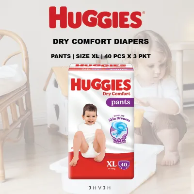HUGGIES DRY COMFORT BABY DIAPERS PANTS - SIZE M / L / XL / XXL [CARTON DEAL]