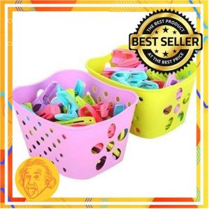 Set Jepit Jemuran Isi 30pcs Penjepit Jemuran Warna Warni Set Wadah Keranjang Laundry Jepit Cucian by Einstein-Store