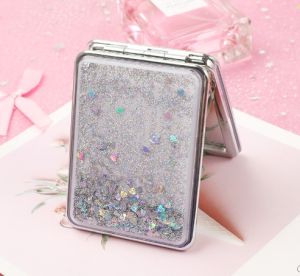 Quicksand Net Red Small Mirror Cute Girl Heart Double-sided Portable Portable Makeup Mirror