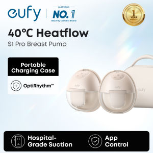 eufy by Anker Wearable Breast Pump S1 Pro Electric Hands-Free Breast Pump with Heating Technology Portable Charging Case Heatflow App Control Smart Rhythm Hospital Grade Suction Leak Proof Ultra Quiet T8D04