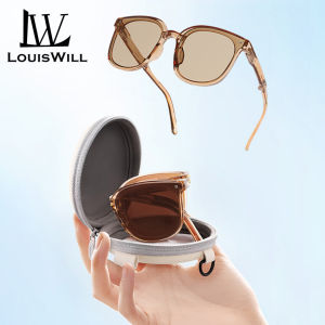 LouisWill sunglassesแว่นกันแดดหญิง แว่นกันแดดพับได้ของผู้หญิงแนวเรสุดชิคทรงกลมทันสมัยสำหรับใช้ตกแต่งแว่นตากันแดดผญแว่นกันแดดชาย sunglasses men
