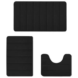 FUNG MALL 3pcs/Set Absorbent Bath Mat Set Soft Non-slip Bathroom Rugs Set Comfortable Non Slip Bathroom Rug Bathroom