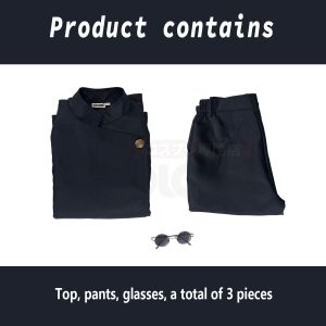 Anime Jujutsu Kaisen Satoru Gojo Cosplay Costume High School Uniform Top Pants Glasses Wig Set Halloween Mens Clothing