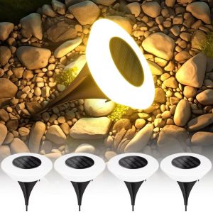 WILDP Waterproof Ground Lamp Deck Lights Solar Powered Rotundity Solar Underground Light Creative 14Led Solar Lawn Lamp Landscape