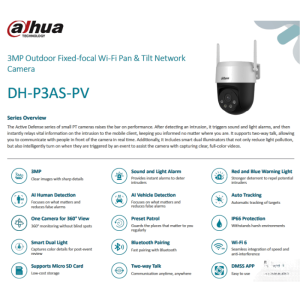 Dahua DH-P3AS-PV 3MP 5MP WiFi CCTV Camera AI Detection Color Night Vision Two-Way Talk Outdoor