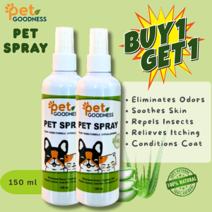 Pet Goodness Natural Deodorizing Pet Spray – Buy 1 Get 1 | Repels Insect Conditions Coat Anti-Itch