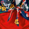PatPat Family Matching Floral Print & Solid Spliced Ruffle Trim One-piece Swimsuit and Swim Trunks. 