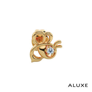 ALUXE 10K Gold Diamond Earring (Single) Bee Shape Disney Winnie the Pooh Series EEDW005 EEDW015