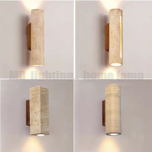 Wabi Sabi Yellow Marble Wall Lamp Led Bedside Japan Bedroom Living Room Wall Light Travertine Stair Corridor Decor Home Sconce