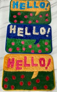 KESET KAKI HAND MADE BULU RASFUR CORAK WARNA ANTI SLIP MOTIF KAKI JERUK SEMANGKA KARAKTER