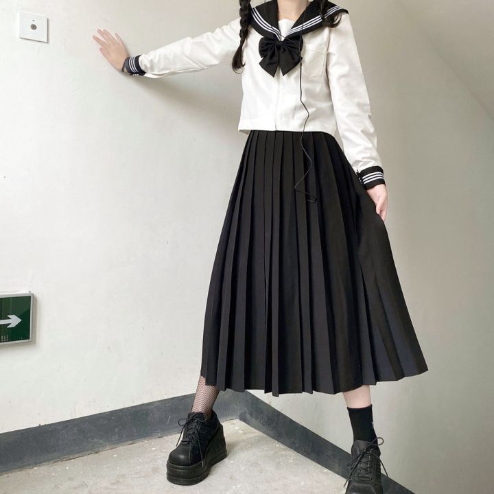 Japanese School Girl Uniform Plus Size JK Black Sailor Basic Cartoon ...