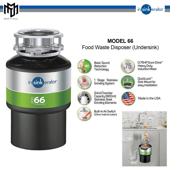 InSinkErator ISE66 Sink Waste Disposer/Disposal 0.75hp with Air Switch ...