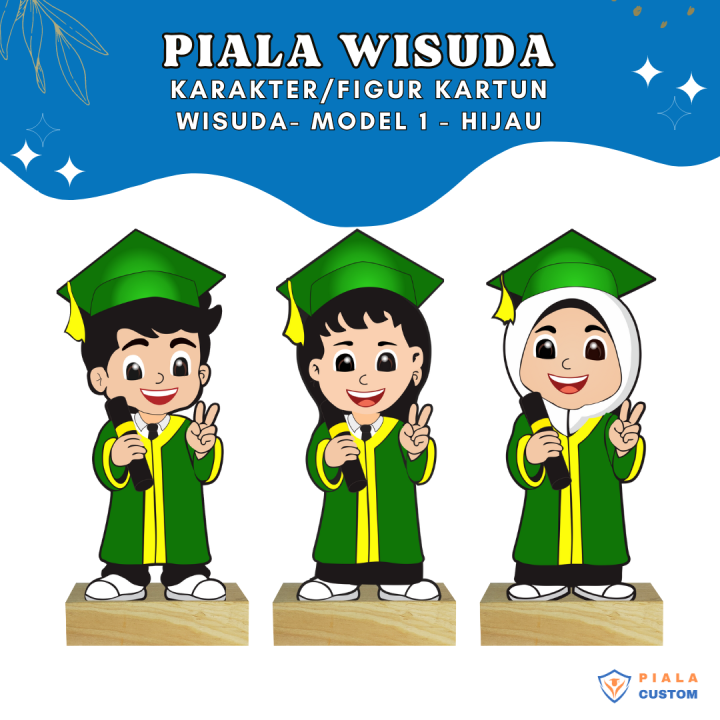 Model 1 Hijau piala wisuda kartun akrilik, piala wisuda tk | Lazada