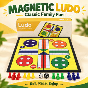 Magnetic Ludo Board Game Set Foldable Travel Game for Kids & Adults 2–4 Players Ages 6+