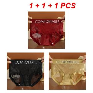 oobest 【Delivery 2-3 days】 3 Pcs/Set Lace Floral Panties for Women Underwear 5Colors Womens Pure Wind Ladies Briefs