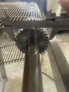 Mesh belt conveyer สายพานลวดสำหรับเครื่องอบฟิล์มหดเครื่องแพคน้ำดื่ม 406x7.26x1.6 มม