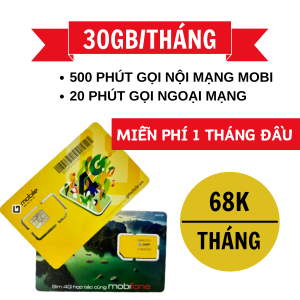 Sim Gmobile GM68 Miễn Phí 1 Tháng Truy Cập Data 30GB/Tháng (1GB/Ngày) 500 Phút Nội Mạng + 20 Phút Ngoại Mạng Mỗi Tháng | FREESHIP - CHƯA KÍCH HOẠT