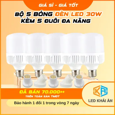 [KM2]Combo 5 Bóng Đèn LED 30W + 5 Đui Đèn | Đèn Led Cao Cấp Tiết Kiệm Điện Bảo Hành 12 Tháng - Đèn Led Khải Ân