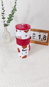 AUins Wind 316 Stainless steel coffee cup with a carrying strap and straw designed for insulation Girly car cup