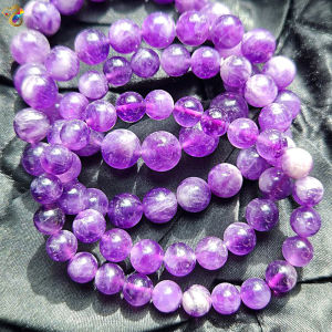 Premium Grade Uruguay Amethyst Scorolite Purple Rabbit Hair Rutilated Quartz Bracelet