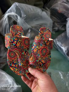 Plus Size Ethnic Style Flat Toe-Loop Sandals For Women New Breathable Printed Roman Style Sandals