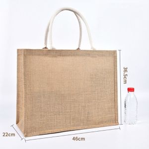 NAMSHEVA Jute Women Linen Bag Hand-painted Portable Burlap Tote Bags \Multiple Sizes Vintage Beach Handbag Women