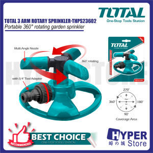 TOTAL(THPS23602)Plastic 3Arm Rotary Sprinkler Portable 360 degree rotating garden sprinkler/suitable with ¾″ garden hose