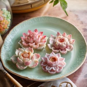 MIIQNUS Phong cách Trung Quốc Khuôn bánh Mousse sen 3D Không dính Khuôn silicon hình hoa Thiết thực Mềm Khuôn bánh Pudding Cho kem thạch