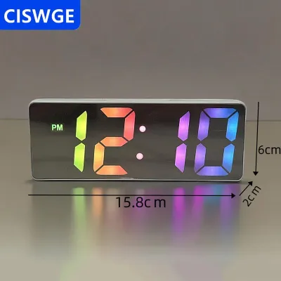 [COD] CISWGE AUTOPARTS Led Mini Gương đồng hồ báo thức điện tử kỹ thuật số Đồng hồ báo thức kỹ thuật số bàn đồng hồ phòng bàn trang trí thông minh công cụ nhỏ nhà