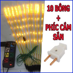 Đèn bông lúa trang trí tết 2024- Bó 5/10/15/20 bông trang trí ban thờ - Phòng khách - dùng điện 220v Tặng phích cắm