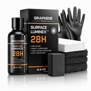 GRAPHENE SERIES SURFACE LUMINEX™ 28H is an advanced automotive graphene paint coating designed to enhance gloss water repellency surface smoothness and everyday paint protection.