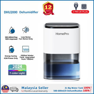 【Ready stock】DHU2000 Dehumidifier/2L Tank/ 500-600ml/day/ Compact Size/ 1 Year Local Warranty/ 3-pin UK Plug