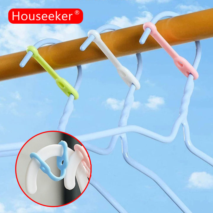 Houseeker 10Pcs Silicone Windproof Laundry Hanging Buckle Anti-slip Fixed  Lock Hanger Clothes Hanging Organizer Hooks Outdoor Hanger Rack Clips