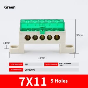 WH Zero Wire Terminal Row 3/4/5/6/7/8/10/12/15 Hole Distribution Box Busbar Anti-dust All Copper Wire Post High-Power Copper Row Bridge Terminal High-Current Wire Connector Parallel Copper Row