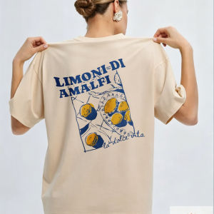 [Local Stock] HBESTY  Limoni Di Amalfi La Dolce Vita Vintage Lemon Graphic Women Oversized Tee Retro Italian Coastal Summer Beach Vacation Gift Shirt
