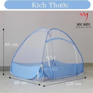 Màn Chụp  Mùng Chụp Trẻ Em Cao Cấp Mộc Miên - Trắng Viền Xanh