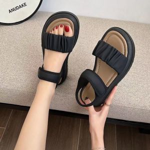 [Free Shipping] Brand-Name Genuine Leather Soft-Soled Sandals For Women Perfect For Summer Casual And Comfortable And Designed To Prevent Foot Fatigue These Are Platform-Soled Roman Sandals