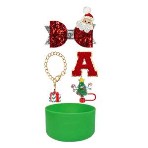 Christmas Holiday Straw Dust Caps Silicone Covers for 10mm Diameter Drinking Straws Beverage Straw Protectors Lid