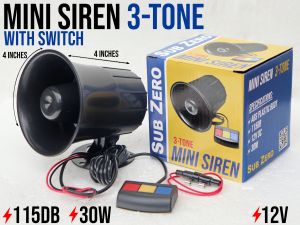 Car Siren WANG WANG 3 Tone with Switch - 12V