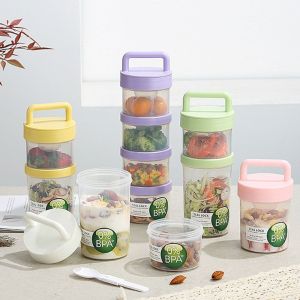HUNIU Leak-proof Yogurt Cups Reusable BPA Free Lunch Container Creative Portable Salad Cups Breakfast