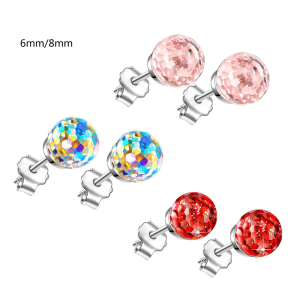Stylish Balls Earrings Rainbow Cubic Zirconia Studs Earrings for Trendy Women Unique Fashion Statement