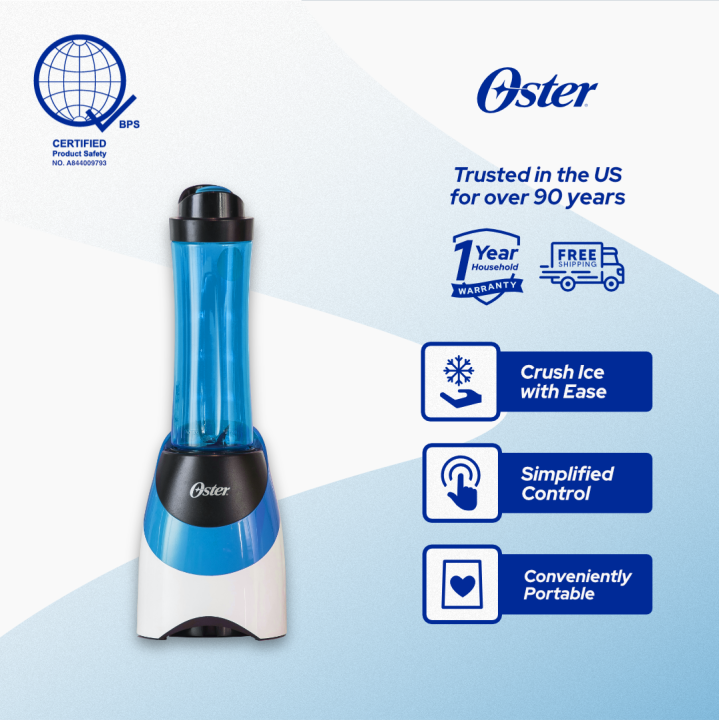 Oster MyBlend Personal Blender with Blue 20oz Travel Sports Bottle