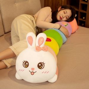 JOJO CASTLE Huggable Big Long Cute Rabbit Plush Toy 100/115/140cm Soft Cartoon Animal Bunny Stuffed Doll Boyfriend Sleep Pillow Kids Girl Birthday Gift 柔软长抱枕