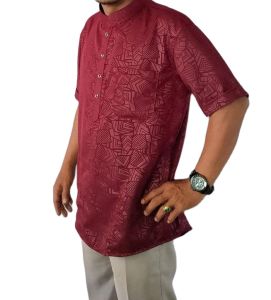 Baju Koko Haibah Embos Lengan Pendek Baju Koko Fashion Muslim Pria Dewasa Terbaru  2024